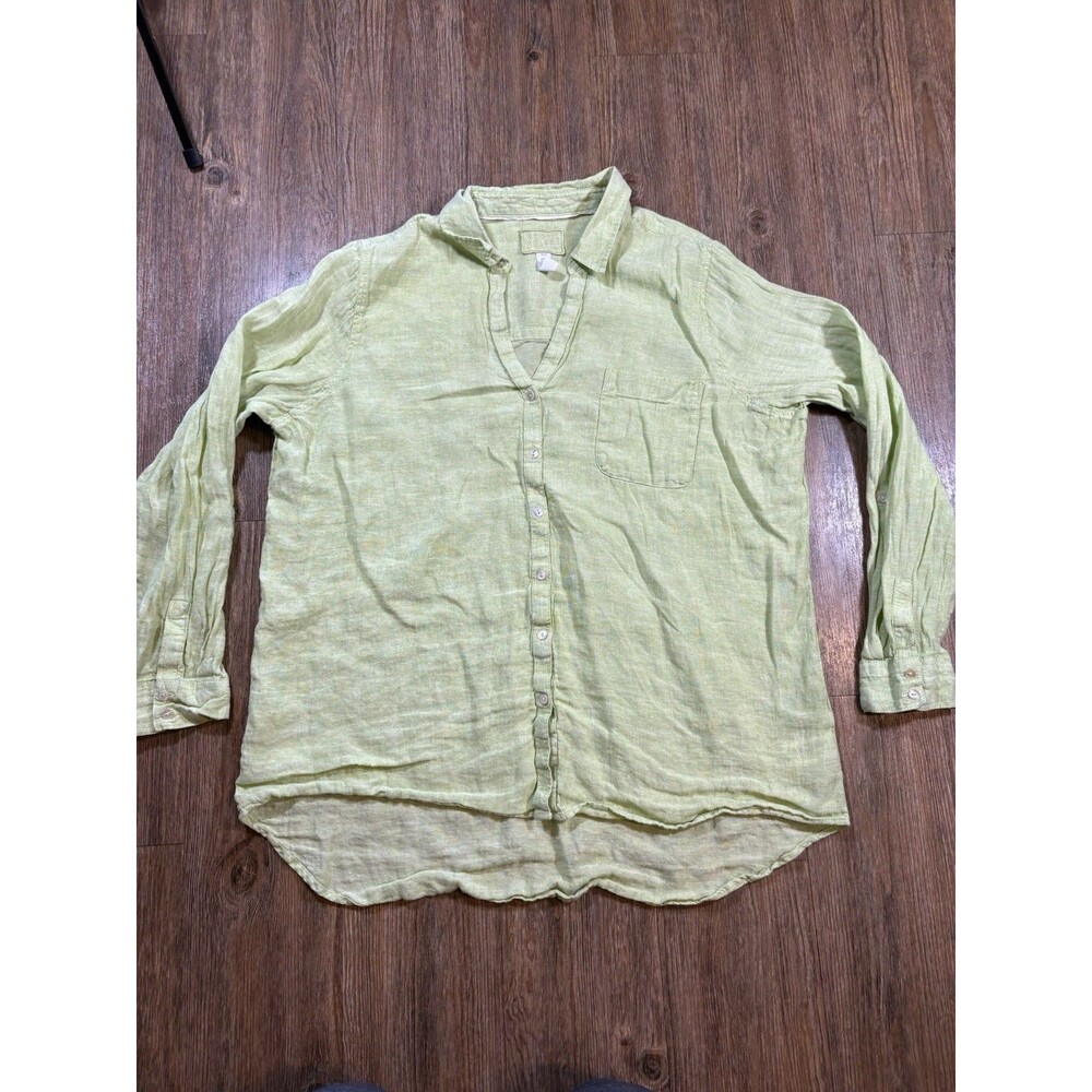 Sigrid Olsen 100% Linen Woven Collared Button-Up Shirt Women XL